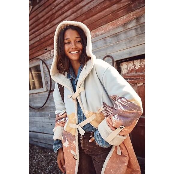 Free People Arcadia fleece landscape sweatshirt coat - Picture 1 of 7